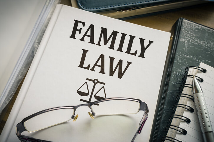 Family law book. Legislation and justice concept.