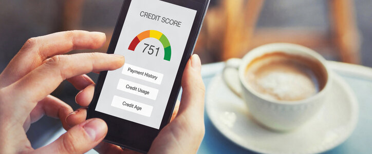 credit score concept on the screen of smartphone, take credit