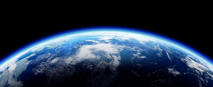 The Earth Space Planet 3D illustration background. City lights on planet.